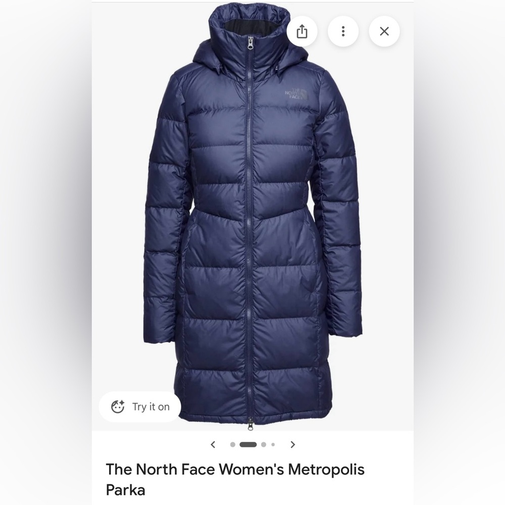 The North Face Metropolis Parka Jacket Medium Slim Fit Navy Blue New Without Tag